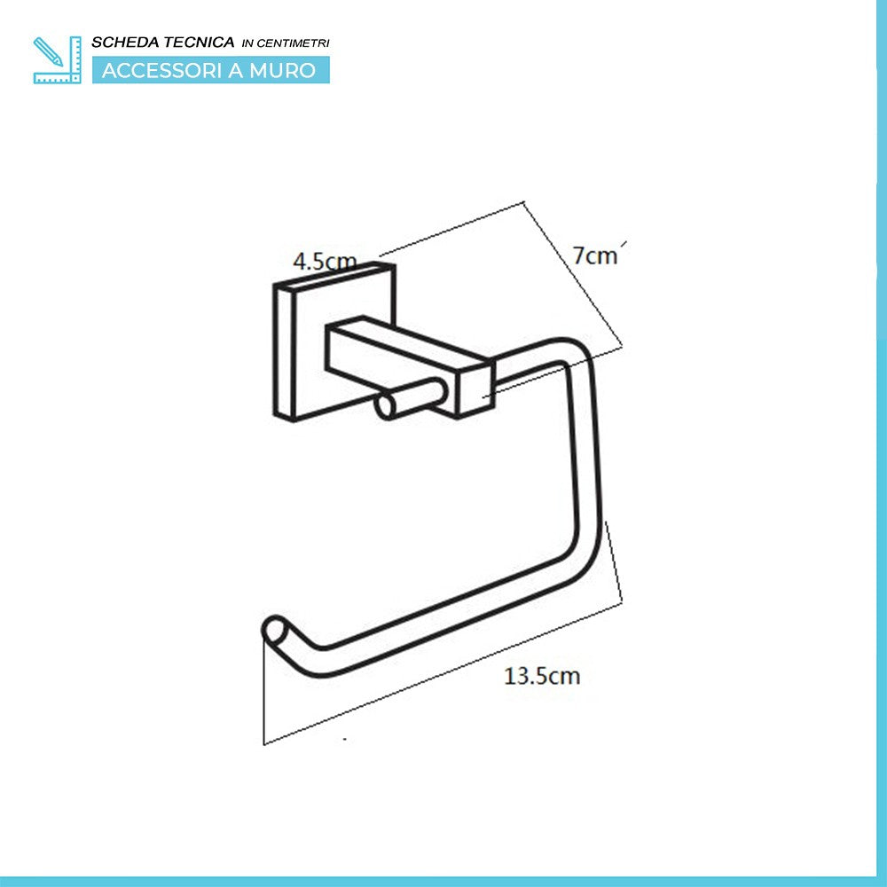 Set accessori a muro 6 pezzi in vetro e acciaio nero opaco e viti incluse Levante 