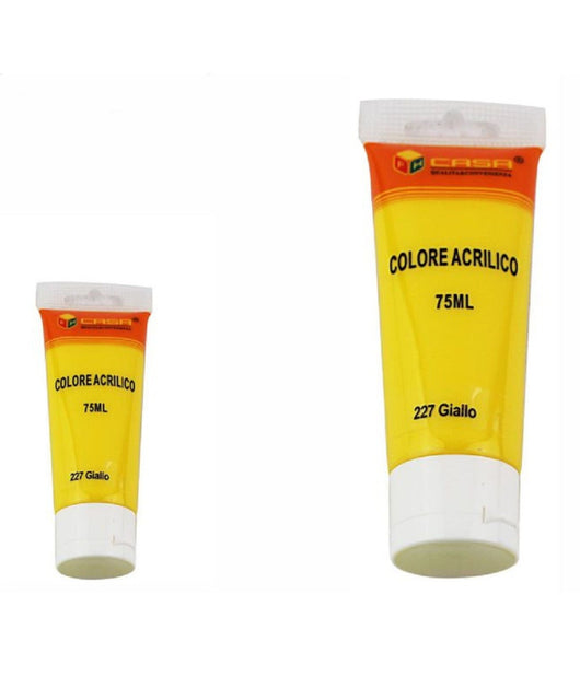 Set 6 Pz Pittura Acrilica Vernice Confezione Colore 227 Giallo Tubo 75 Ml 07504         