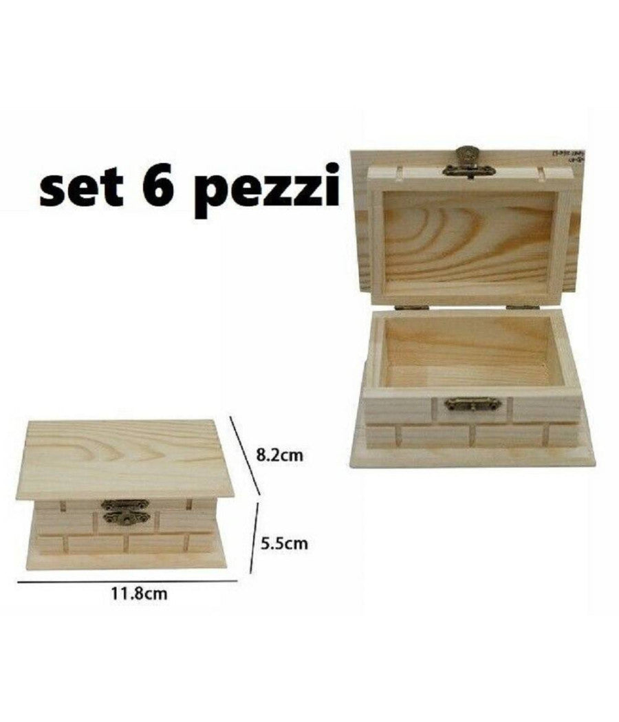 Set 6 Scatole Box Astuccio In Legno Decoupage Portagioie Cofanetto 53377a         