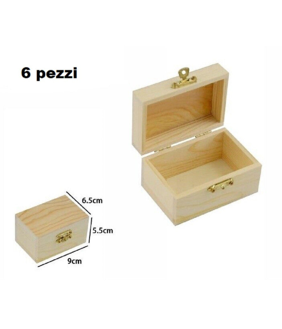 Set 6 Scatoline Legno Portagioie Scatola Cofanetto Rettangolari 74005a Ly-10322         