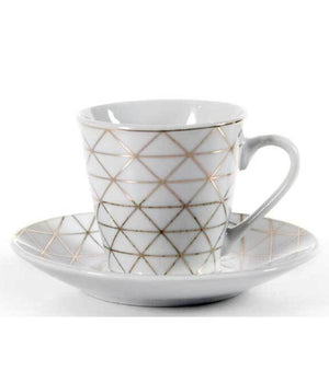 Set 6 Tazzine Caffè + 6 Piattini Tazzina Classico Moderno Bianco Eleganti 780721         