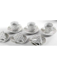 Set 6 Tazzine Caffè + 6 Piattini Tazzina Classico Moderno Bianco Eleganti 780721         