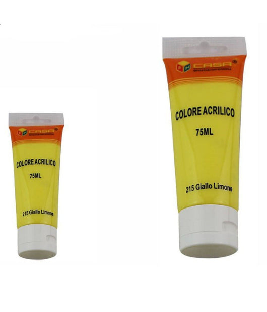 Set 6pz Pittura Acrilica Vernice Confezione Colore Giallo Limone Tubo 75ml 07490         