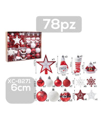 Set 78 Palline Natalizie Decorazioni 6 Cm Addobbi Per Albero Di Natale Xc-8271         