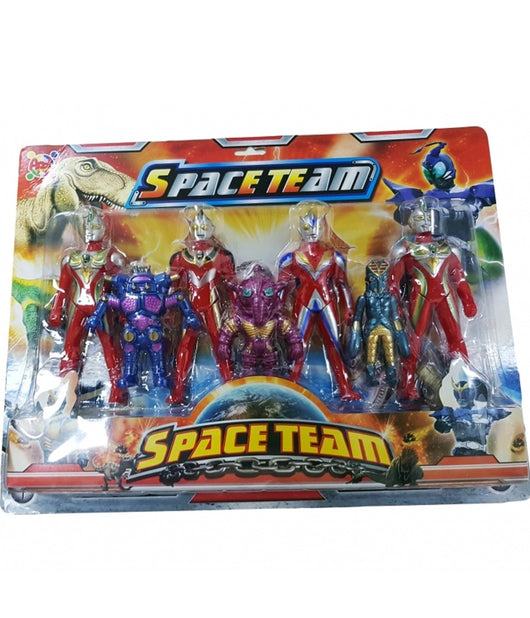 Set 7pz. Power Space Team Personaggi Guerrieri Eroi Spaziali Rangers Giocattolo         