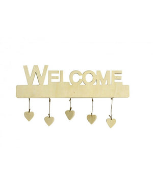 Set 8 Decorazioni "Welcome"con cuori pendenti 45x13 Vacchetti