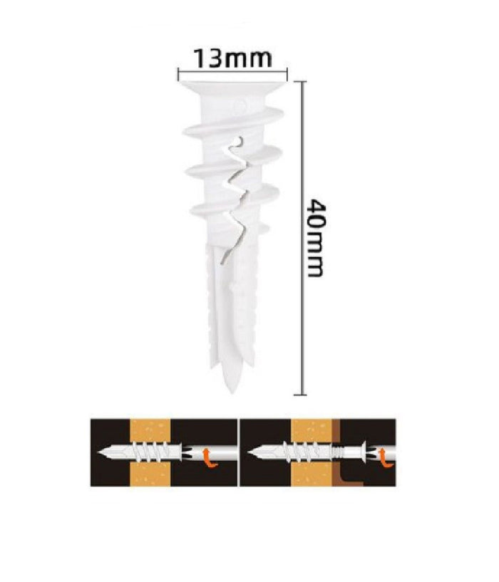 Set 8 Pezzi Tasselli In Plastica Tassello Fischer Fissaggio Viti 13 X 40mm 57181         