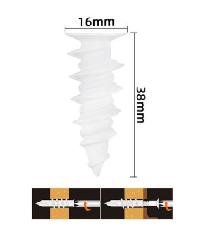 Set 8 Pezzi Tasselli In Plastica Tassello Fischer Fissaggio Viti 16 X 38mm 57184         