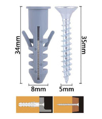 Set 8 Pz Viti Vite Croce 5x35 Mm + Tasselli Con Alette Tassello M8 Fischer 57567         