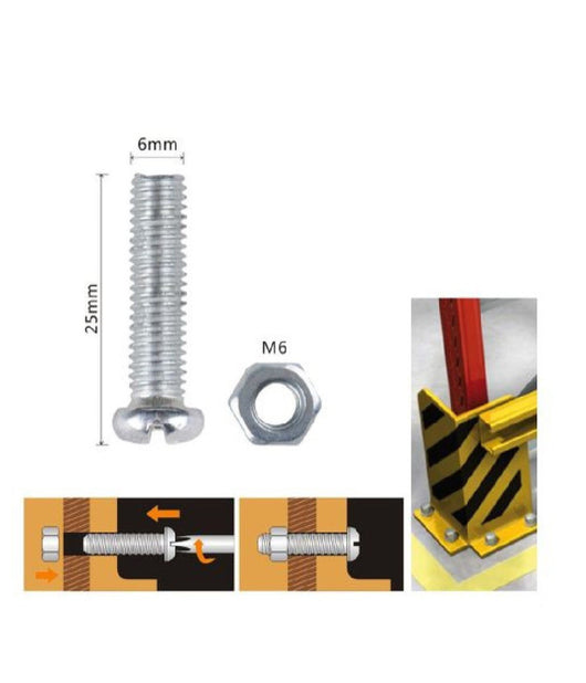 Set 8 Pz Viti Vite Testa A Croce Tonda 6x25mm Con Dadi Dado Esagonale M6 90977         