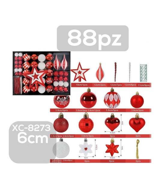 Set 88 Palline Natalizie Decorazioni 6 Cm Addobbi Per Albero Di Natale Xc-8273         