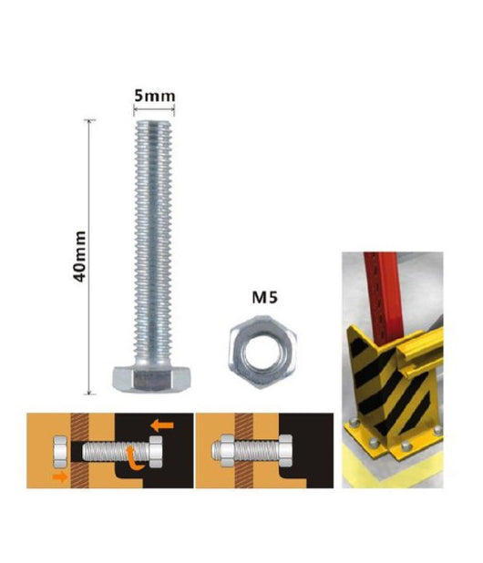 Set 8pz Vite Viti Per Esterno A Testa Esagonali 5 X 40 Mm Con Dadi Dado M5 90912         