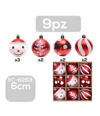 Set 9 Palline Natalizie Decorazioni 6 Cm Addobbi Per Albero Di Natale Xc-8263         