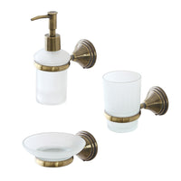 Set accessori a muro 3 pezzi in acciaio con finitura bronzo e viti incluse Iris 