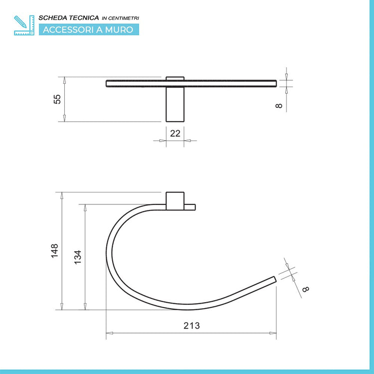 Set accessori a muro 5 pezzi in acciaio cromato e viti incluse Unica 