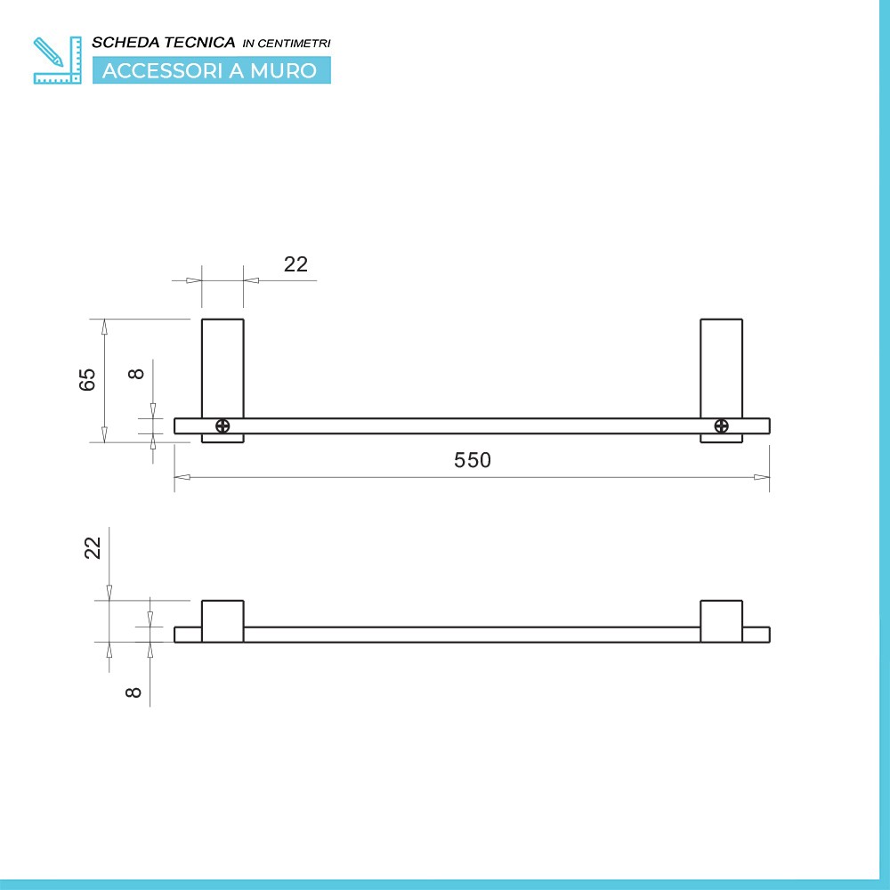 Set accessori a muro 5 pezzi in acciaio cromato e viti incluse Unica 