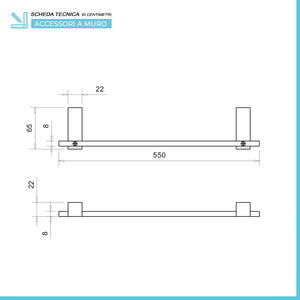 Set accessori a muro 5 pezzi in acciaio cromato e viti incluse Unica 