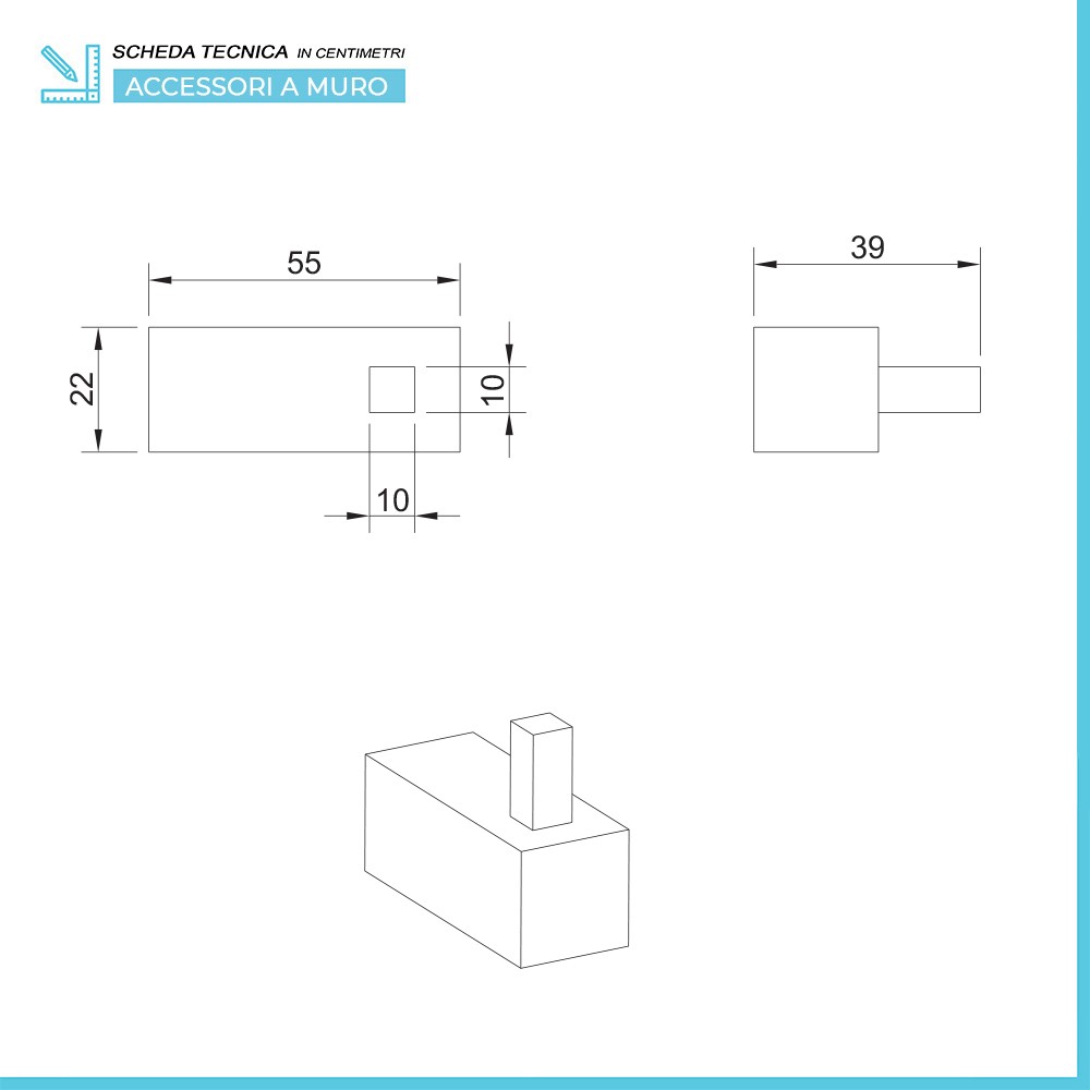 Set accessori a muro 5 pezzi in acciaio cromato e viti incluse Unica 