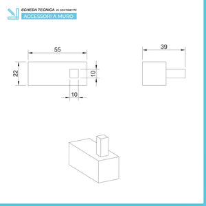 Set accessori a muro 5 pezzi in acciaio cromato e viti incluse Unica 