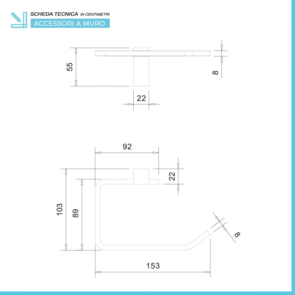 Set accessori a muro 5 pezzi in acciaio cromato e viti incluse Unica 