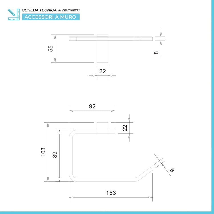 Set accessori a muro 5 pezzi in acciaio cromato e viti incluse Unica 