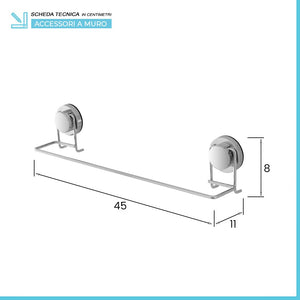 Set accessori a muro 4 pezzi in acciaio fissaggio con ventosa Dinamik 