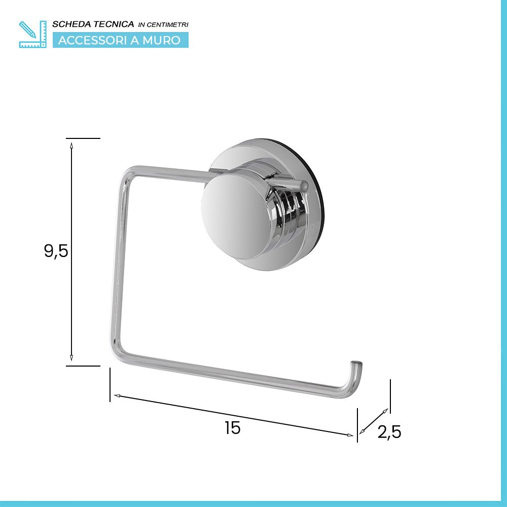 Set accessori a muro 4 pezzi in acciaio fissaggio con ventosa Dinamik 