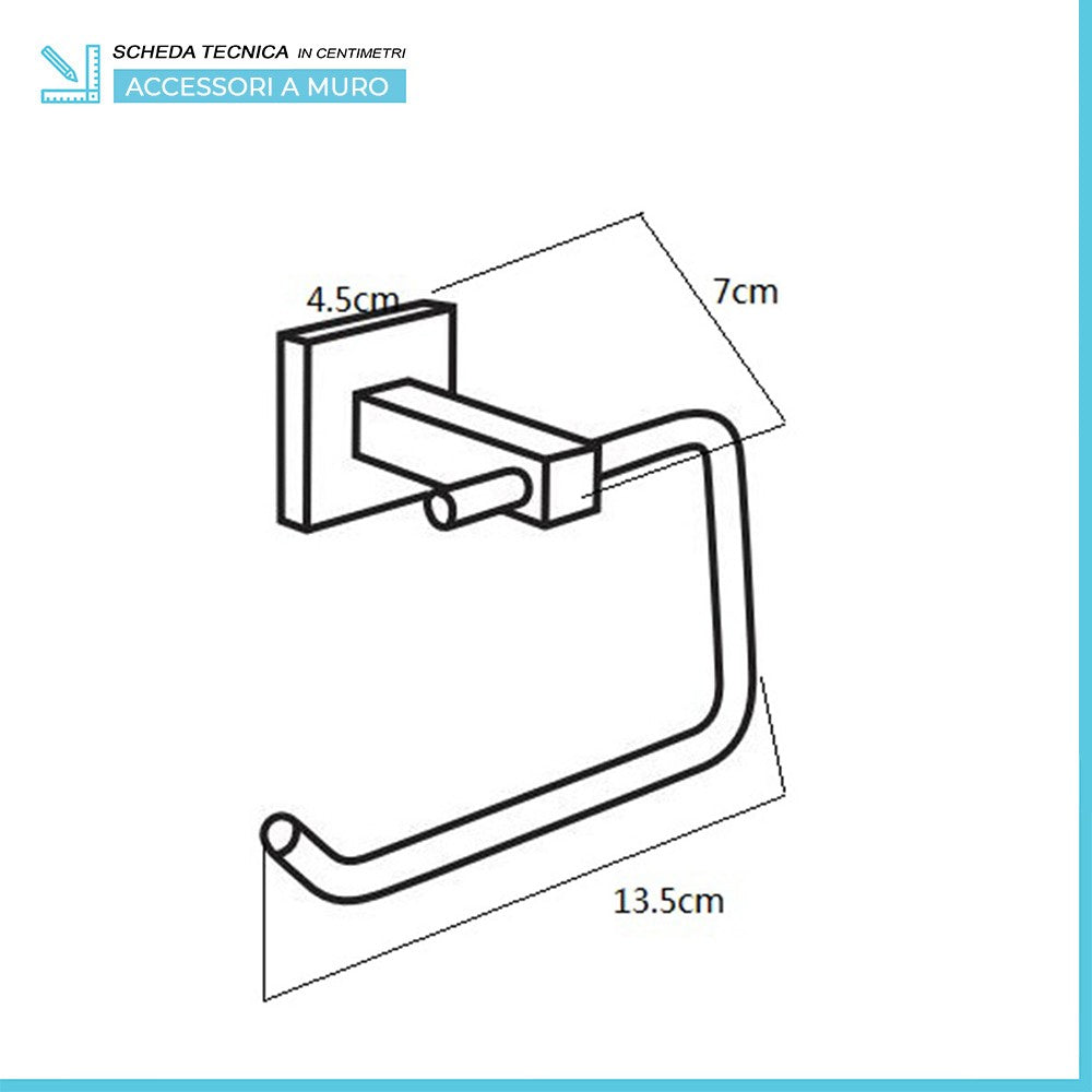 Set accessori a muro 5 pezzi in metallo cromato e viti incluse Rock 