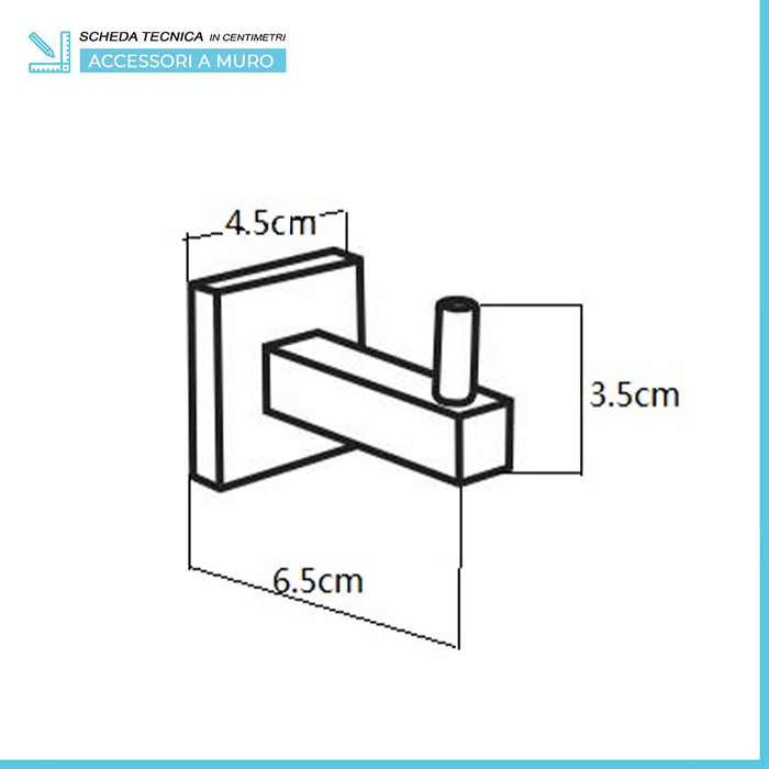 Set accessori a muro 5 pezzi in metallo cromato e viti incluse Rock 