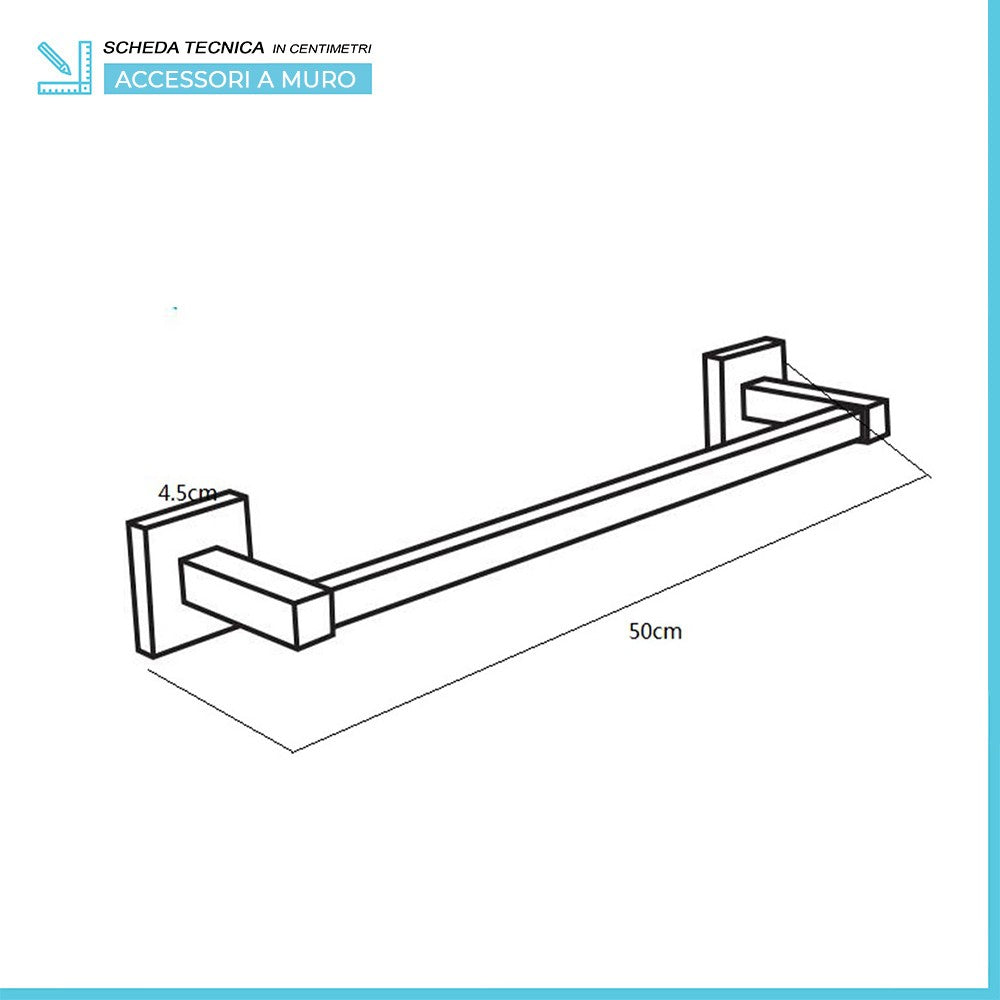 Set accessori a muro 5 pezzi in metallo cromato e viti incluse Rock 