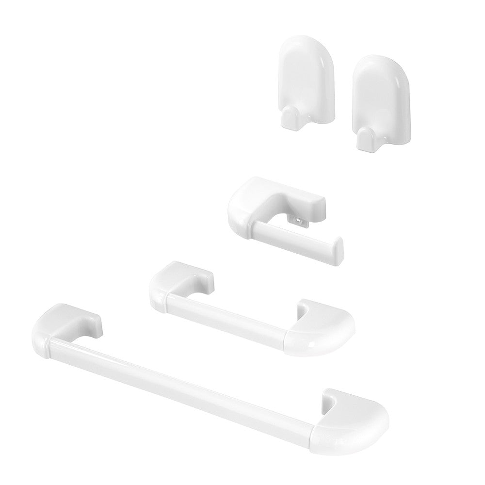 Set accessori a muro 5 pezzi in ABS bianco con doppio fissaggio Gioia 