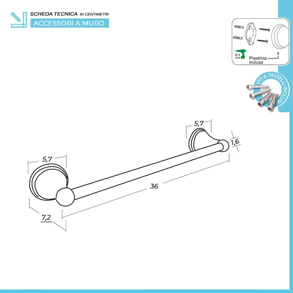 Set accessori a muro 5 pezzi in acciaio con finitura bronzo e viti incluse Iris 