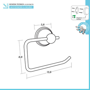 Set accessori a muro 5 pezzi in acciaio con finitura bronzo e viti incluse Iris 