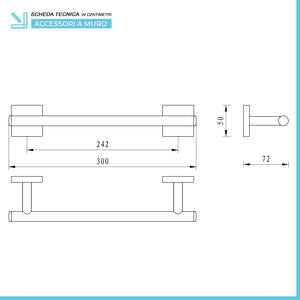 Set accessori a muro 5 pezzi in acciaio cromato e viti incluse Easy 