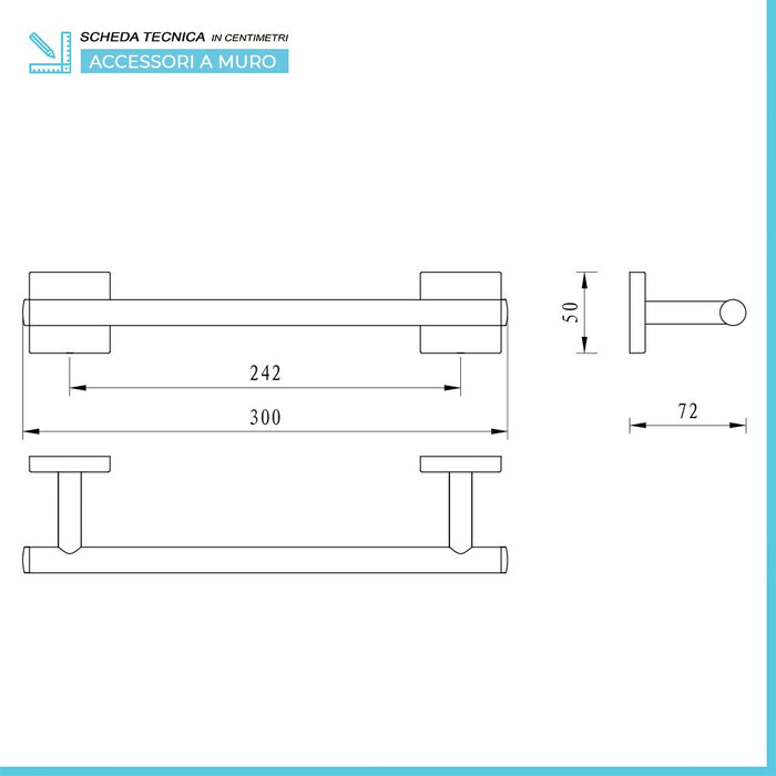 Set accessori a muro 5 pezzi in acciaio cromato e viti incluse Easy 