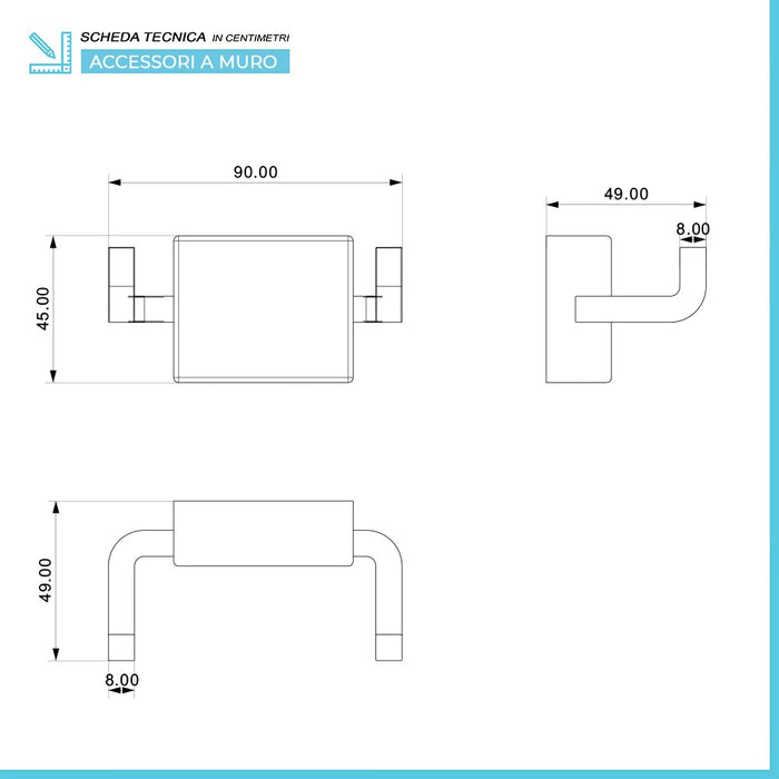 Set accessori a muro 5 pezzi in acciaio cromato e viti incluse Velvet 