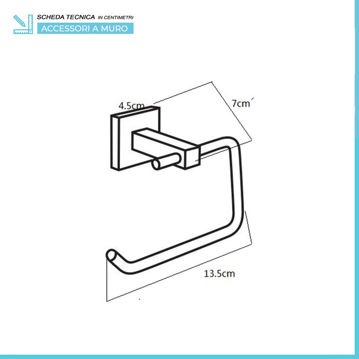 Set accessori a muro 5 pezzi in acciaio nero opaco e viti incluse Levante 