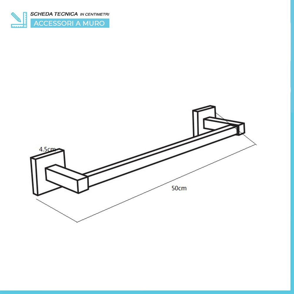 Set accessori a muro 5 pezzi in acciaio nero opaco e viti incluse Levante 