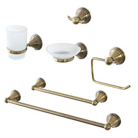 Set accessori a muro 6 pezzi in acciaio con finitura bronzo e viti incluse Iris 