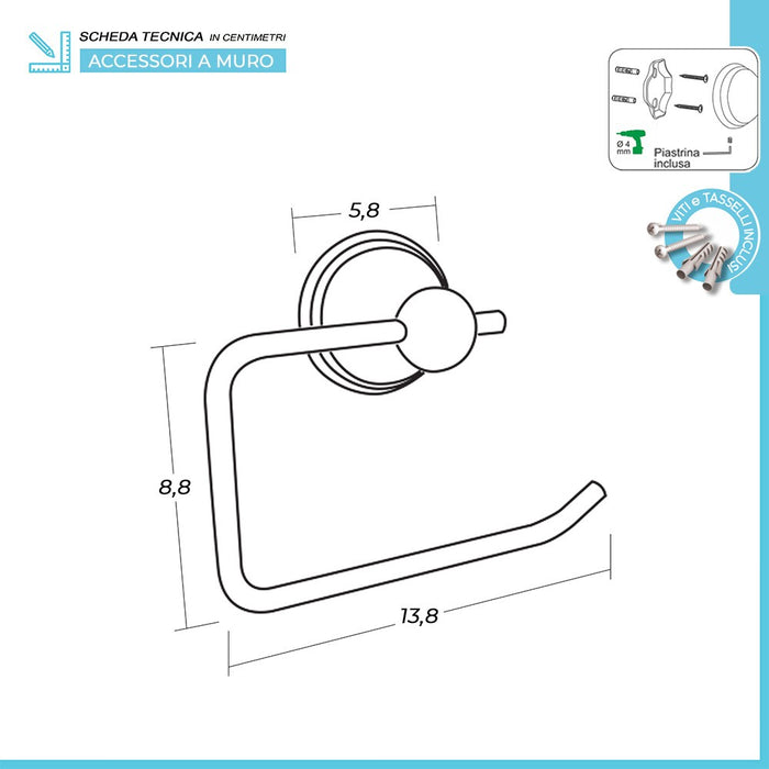 Set accessori a muro 6 pezzi in acciaio con finitura bronzo e viti incluse Iris 