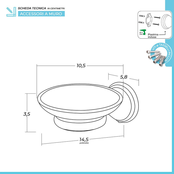 Set accessori a muro 6 pezzi in acciaio con finitura bronzo e viti incluse Iris 