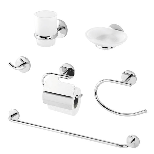 Set accessori a muro 6 pezzi in acciaio cromato e viti incluse Bora 