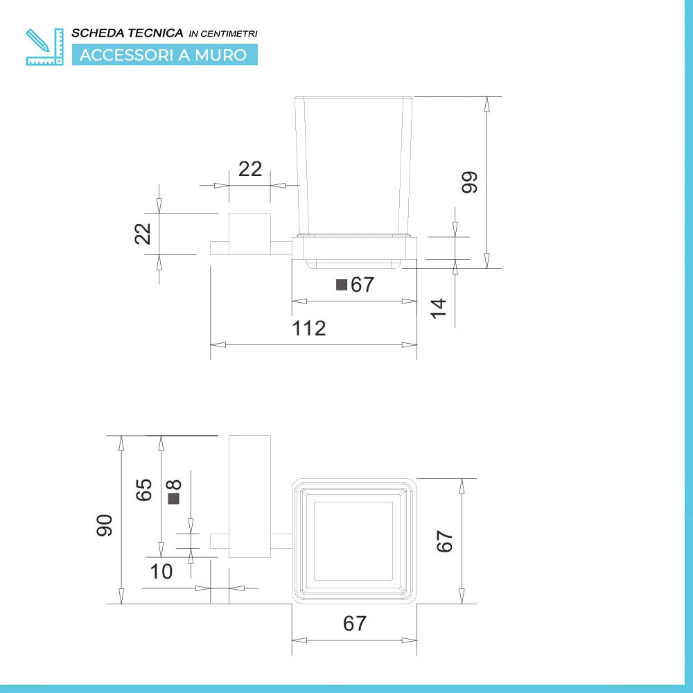 Set accessori a muro 6 pezzi in acciaio cromato e viti incluse Unica 