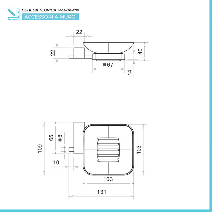 Set accessori a muro 6 pezzi in acciaio cromato e viti incluse Unica 