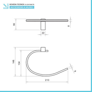 Set accessori a muro 6 pezzi in acciaio cromato e viti incluse Unica 