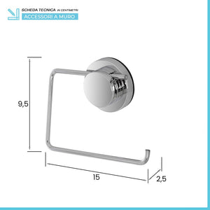 Set accessori a muro 6 pezzi in acciaio cromato fissaggio con ventosa Dinamik 