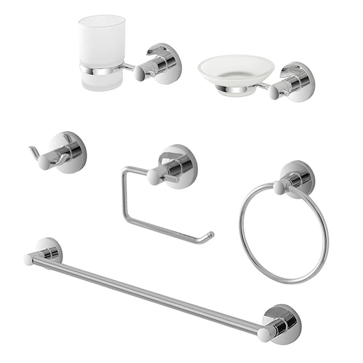 Set accessori a muro 6 pezzi in metallo cromato e ABS viti incluse Sprint 