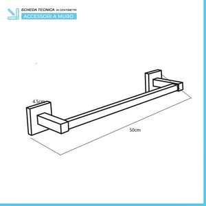 Set accessori a muro 6 pezzi in metallo cromato e viti incluse Rock 