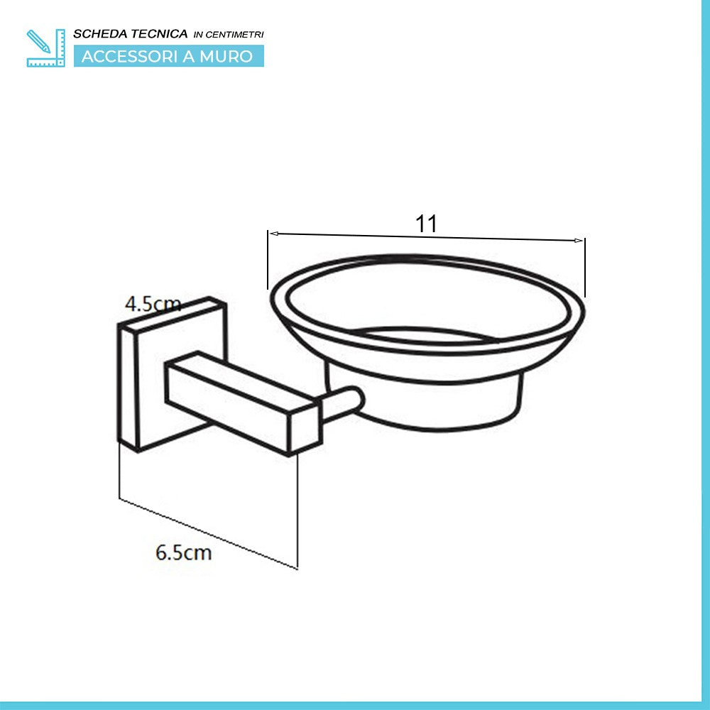 Set accessori a muro 6 pezzi in metallo cromato e viti incluse Rock 