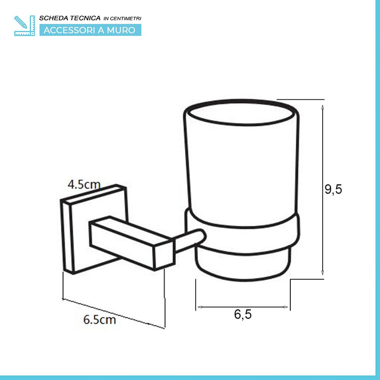 Set accessori a muro 6 pezzi in metallo cromato e viti incluse Rock 